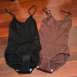 2 NWOT BodySuits Black & Brown Slimming Large